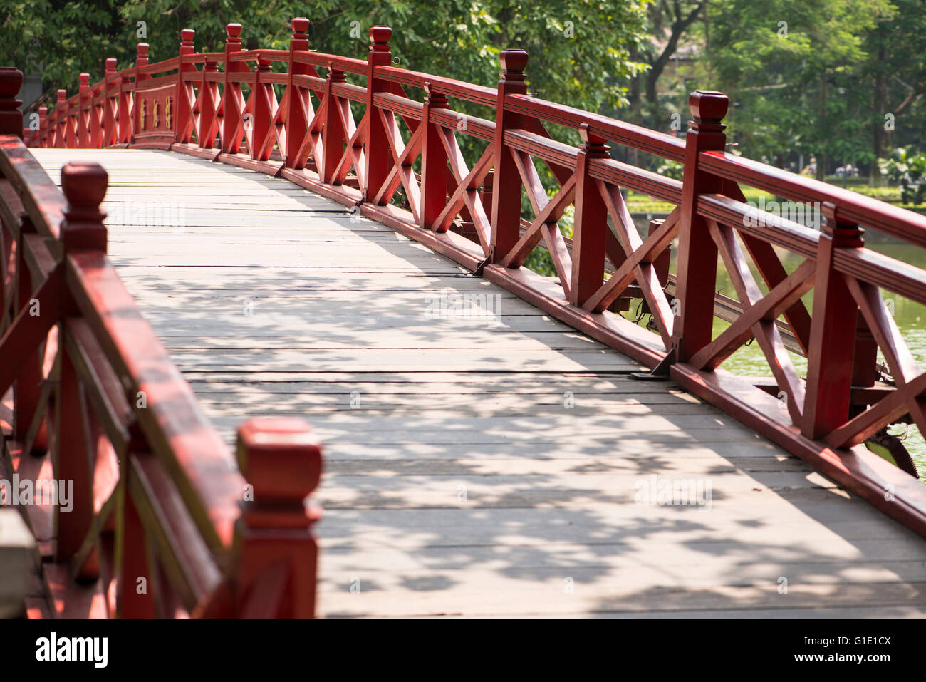 The Huc bridge, Hanoi Stock Photo