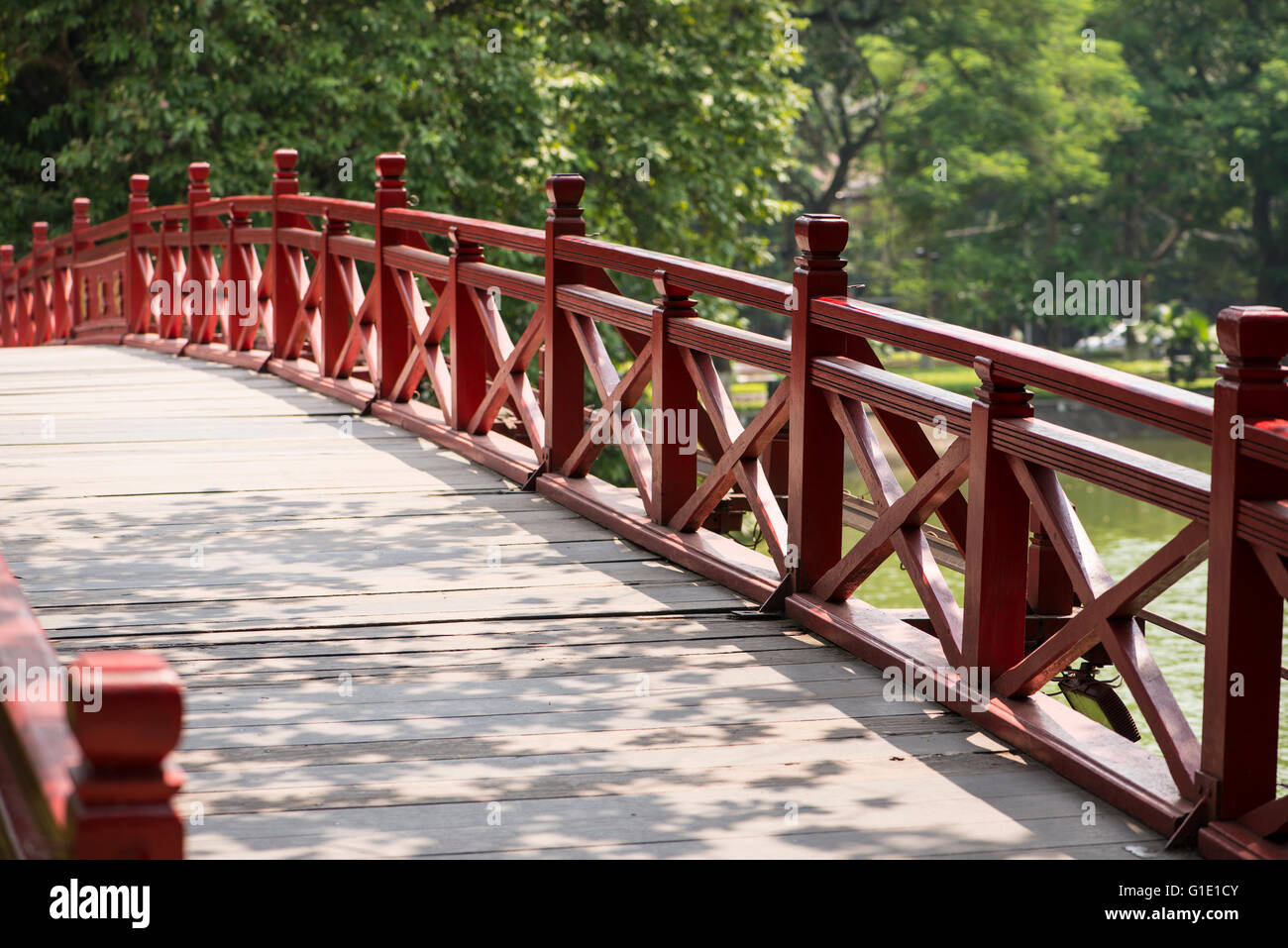 The Huc bridge, Hanoi Stock Photo