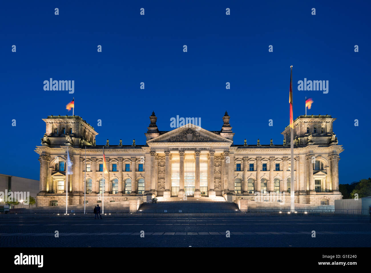 Evening view of the Reichstag Parliament building in Berlin Germany Stock Photo