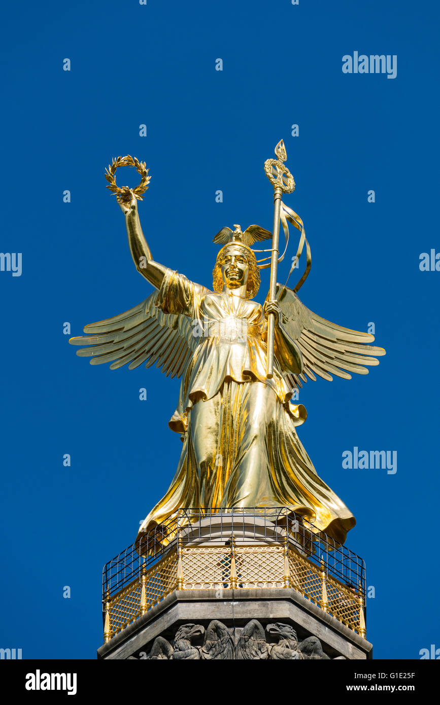 Victory Column or Siegessaule statue in Tiergarten Berlin Germany Stock Photo