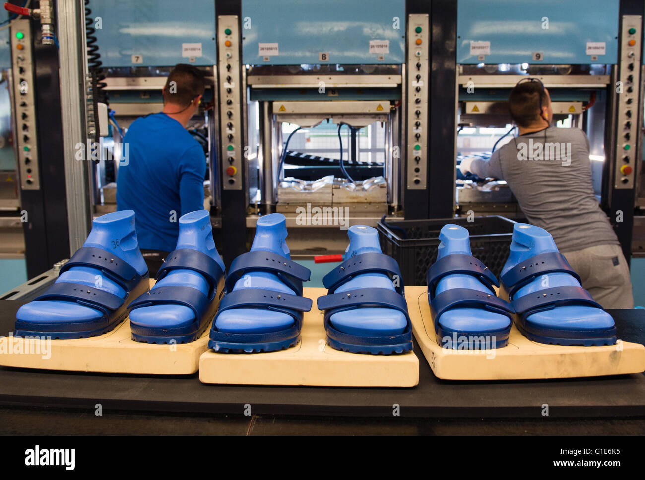 Goerlitz, Germany. 10th May, 2016. View of a production hall of Alsa GmbH,  a subsidiary of Birkenstock, in Goerlitz, Germany, 10 May 2016. PHOTO: ARNO  BURGI/dpa/Alamy Live News Stock Photo - Alamy
