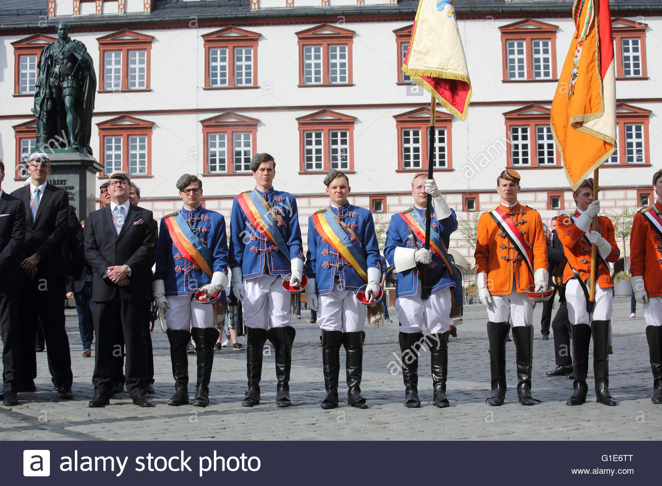 Coburg, Germany. 13th May, 2016. The annual Coburg Convent weekend has begun with a parade through the town. Each Whitsun student associations gather in Coburg in Bavaria to celebrate the tradition of young students' associations which today encompasses about 100 separate organisations and has an overall membership of around 10,000 members. Credit:  reallifephotos/Alamy Live News Stock Photo