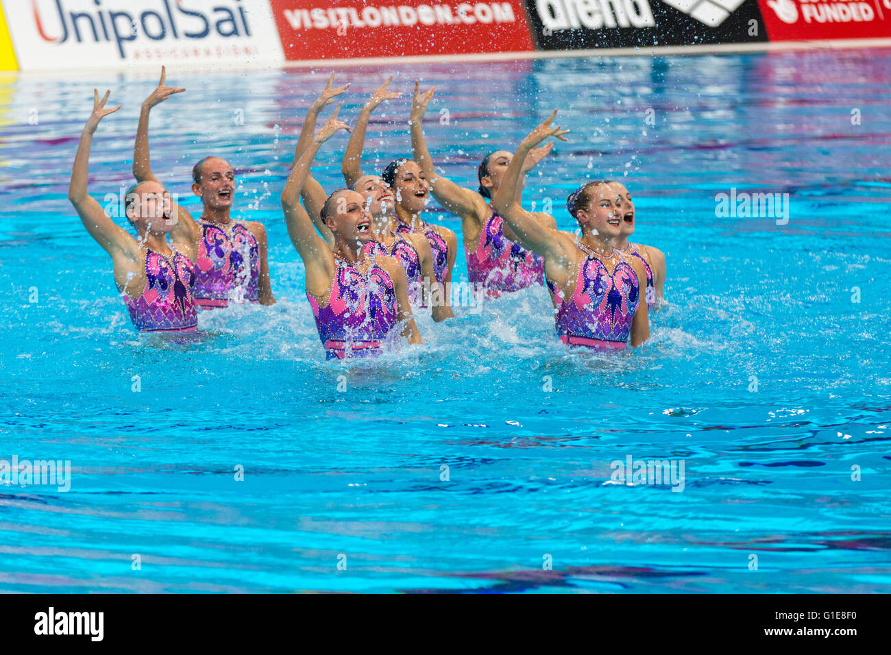 Aquatics Centre, Olympic Park, London, UK. 13th May 2016. The team from
