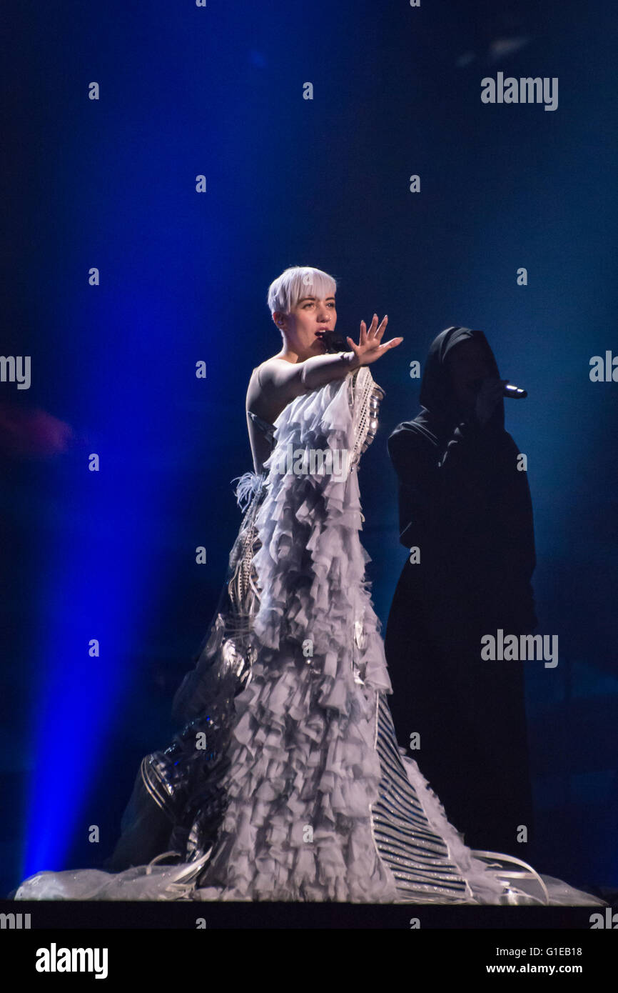 Stockholm, Sweden. 13th May, 2016. Rehearsal for Grand Final of 61st Eurovision Song Contest 2016. Stockholm, Sweden. 13th May, 2016. Nina Kralic from Croatia performing 'Lighthouse'. Credit:  Stefan Crämer/Alamy Live News Stock Photo