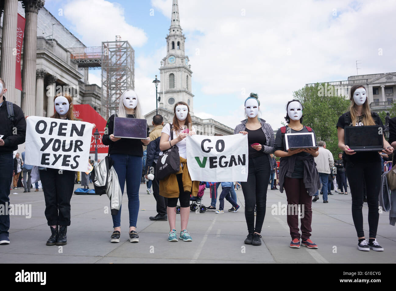 London, UK. 14th May, 2016. Animal Rights Activists Hold A Go Vegan ...