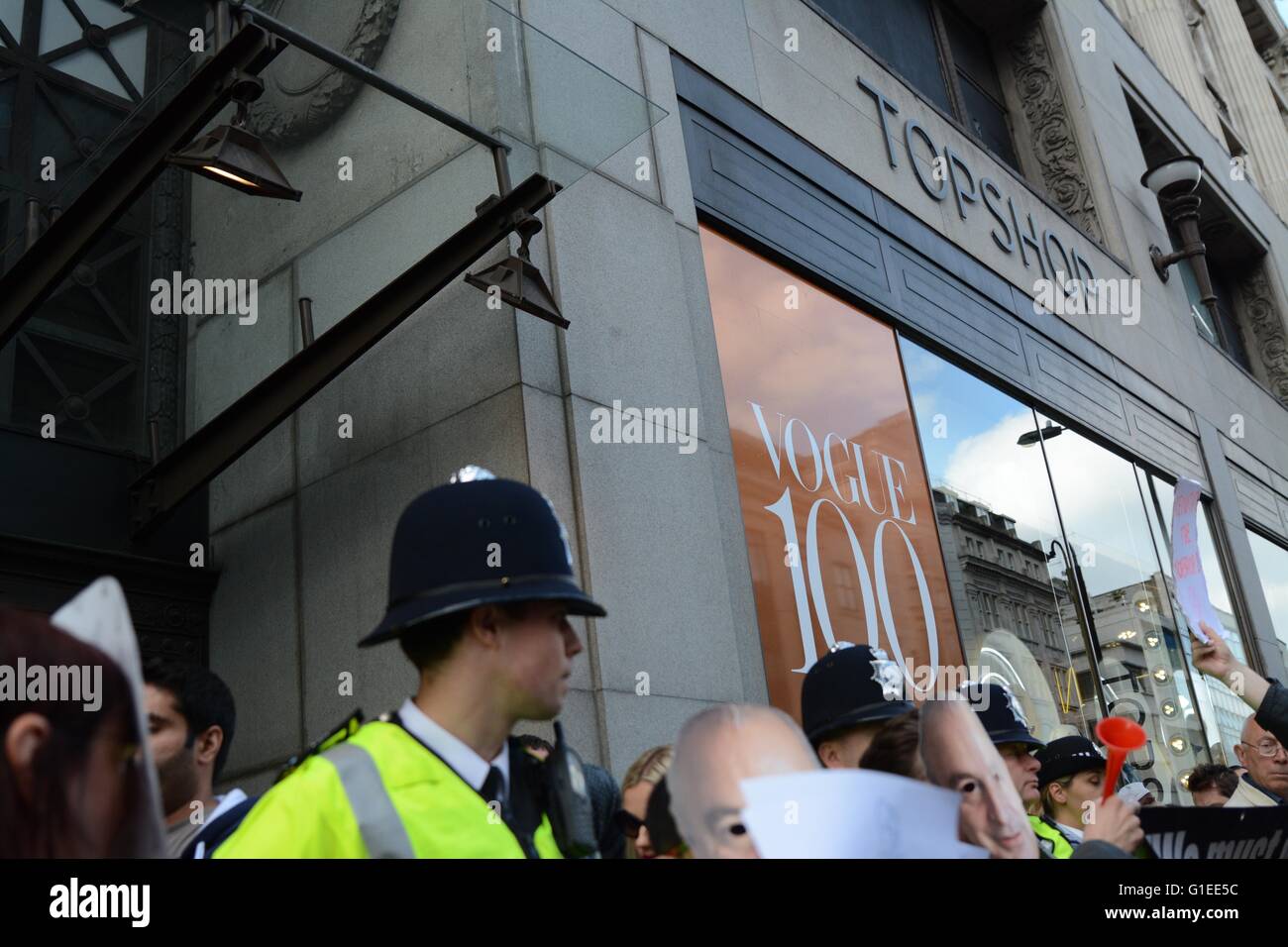 London, UK. 14th May 2016. Police arrived in numbers to police the event following previous disorder. Credit: Marc Ward/Alamy Live News Stock Photo