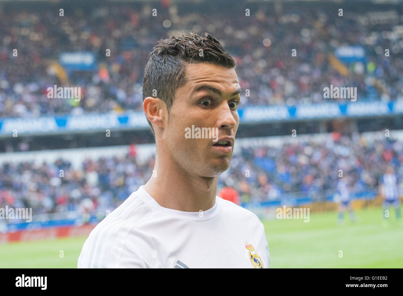 La Coru a Spain 14th May 2016 Cristiano Ronaldo forward Real Madrid During The Football 