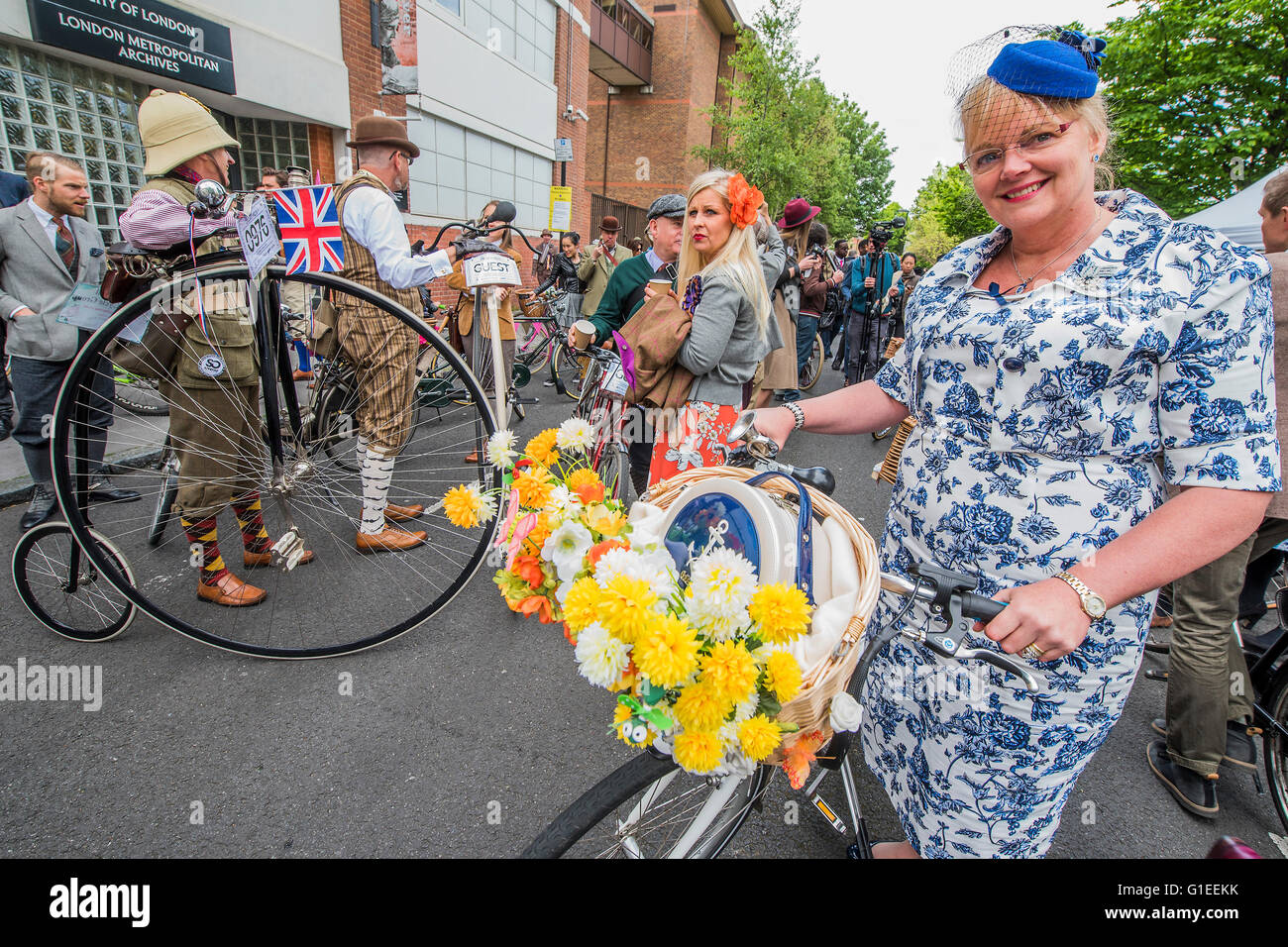 London, UK. 14th May, 2016. Penny farthing riders - The Tweed Run, a ...