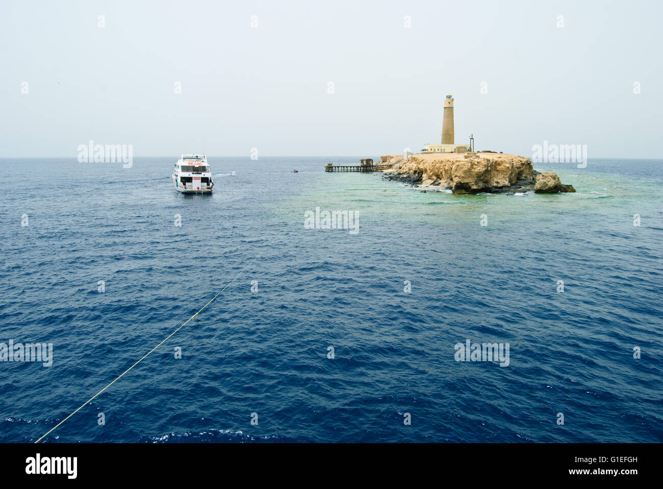 Daedalus reef and its lighthouse. Stock Photo