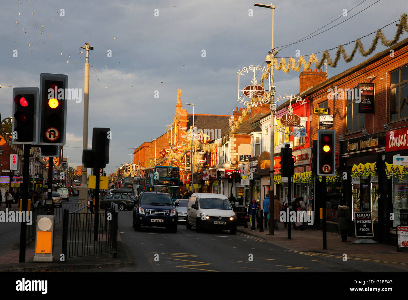 Belgrave Avenue, the Golden Mile, Leicester. Great Britain Stock Photo
