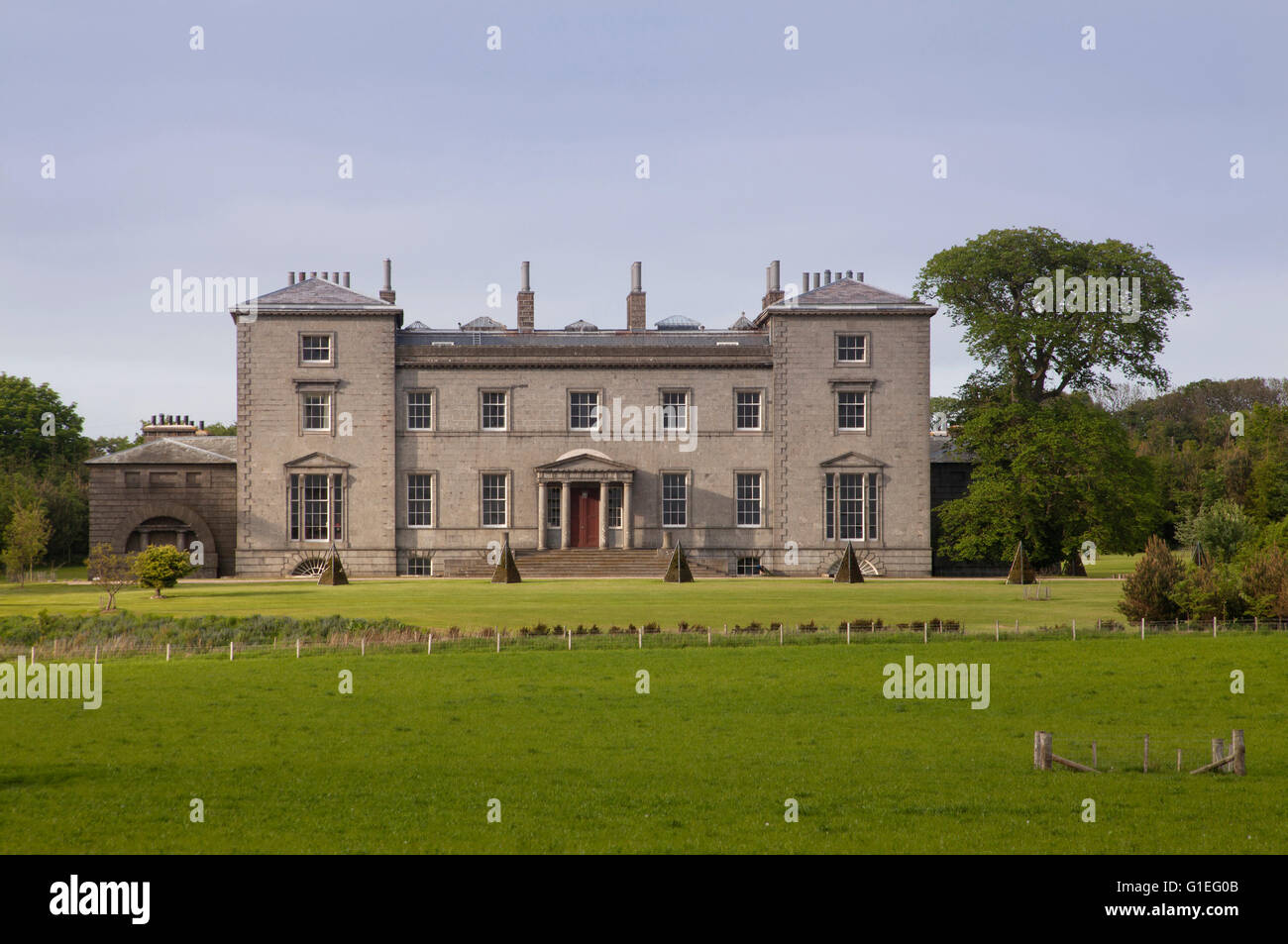 Cairness House, Fraserburgh, Aberdeenshire, Scotland. View of the exterior of the grand house and expansive grounds. Stock Photo