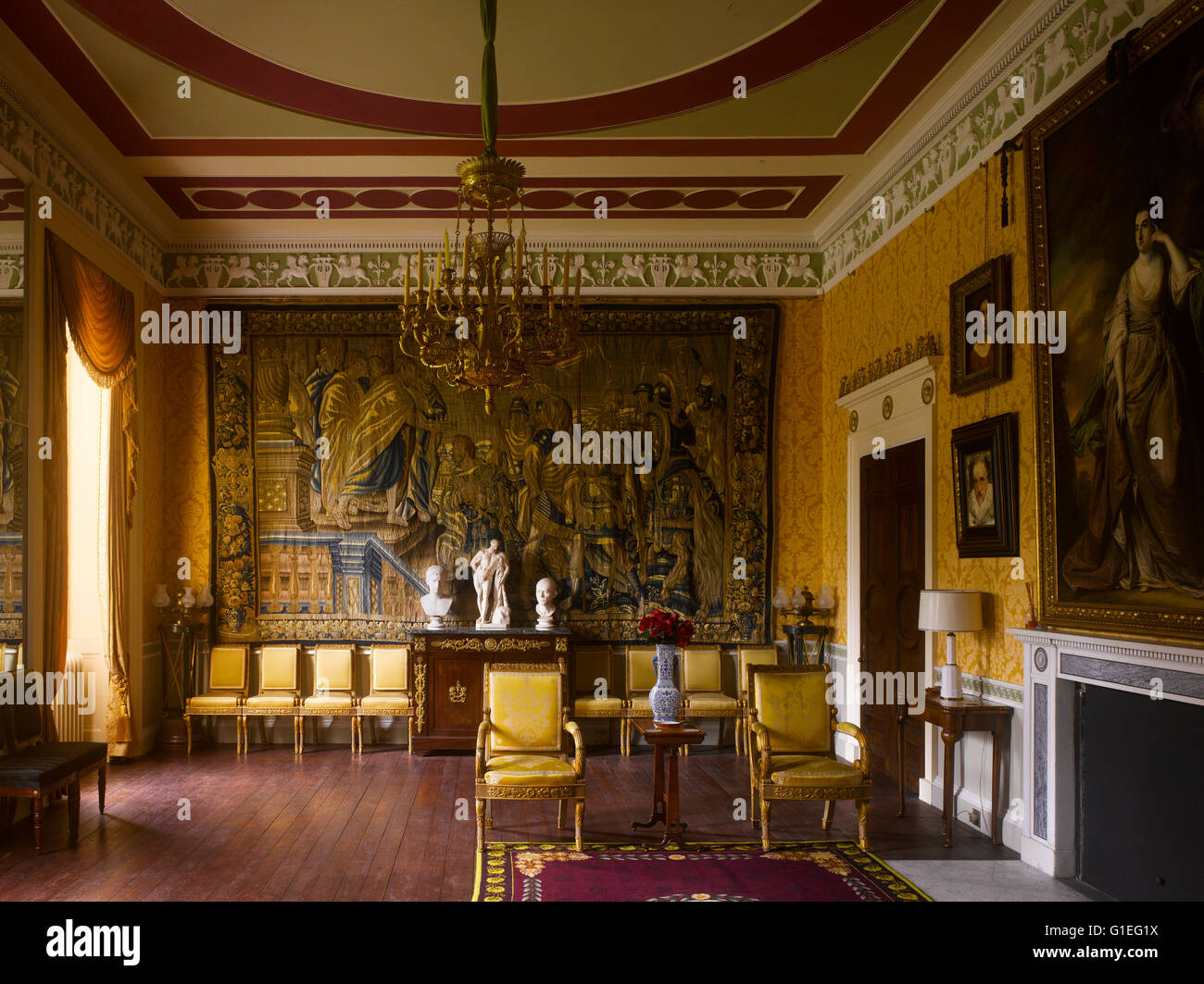 Cairness House, Fraserburgh, Aberdeenshire, Scotland. View of grand and classical hall. Stock Photo