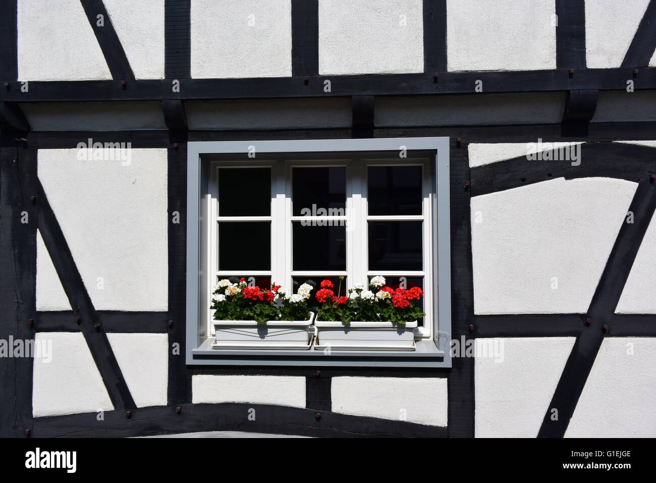 window of a building with framework Stock Photo