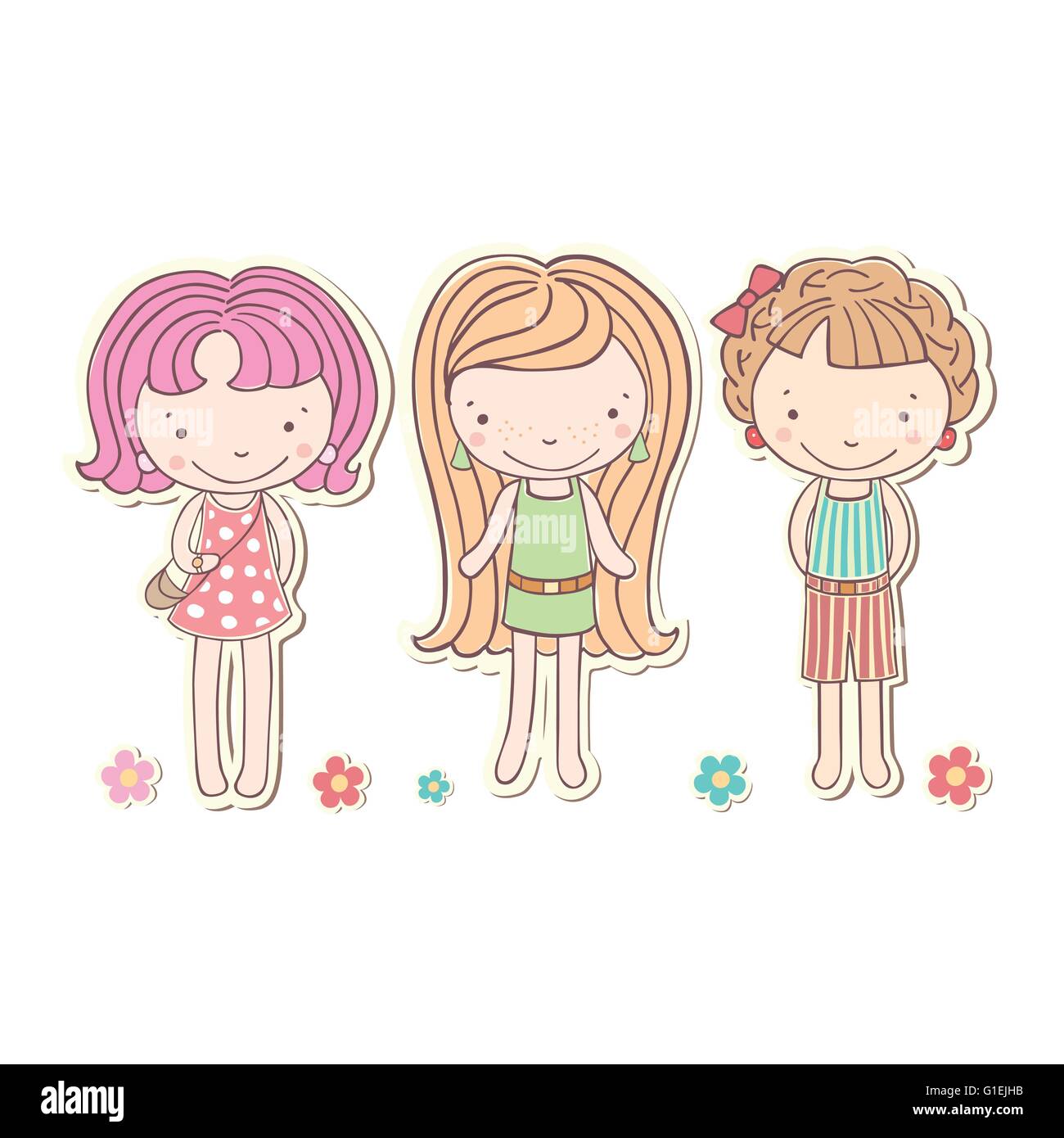Three girls and baby Stock Vector Images Alamy