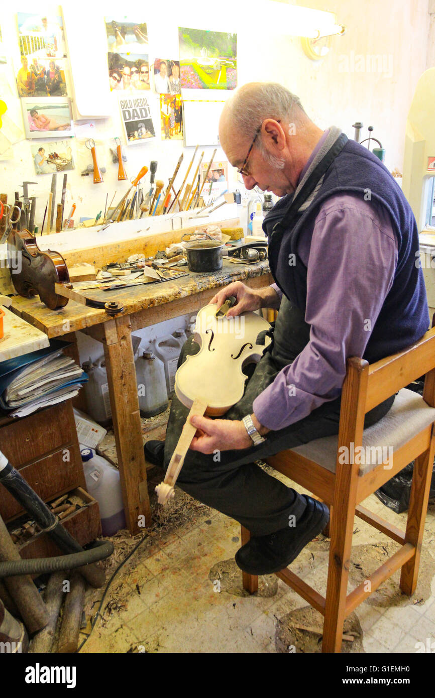 violin workshop Stock Photo