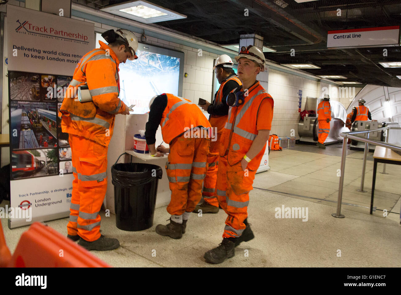 A London Underground construction workers At Liverpool Street Tube
