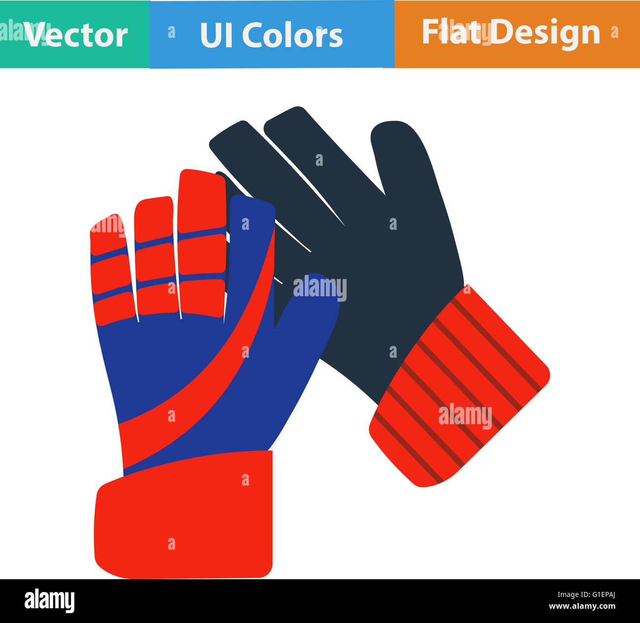 Flat design icon of football goalkeeper gloves in ui colors. Vector
