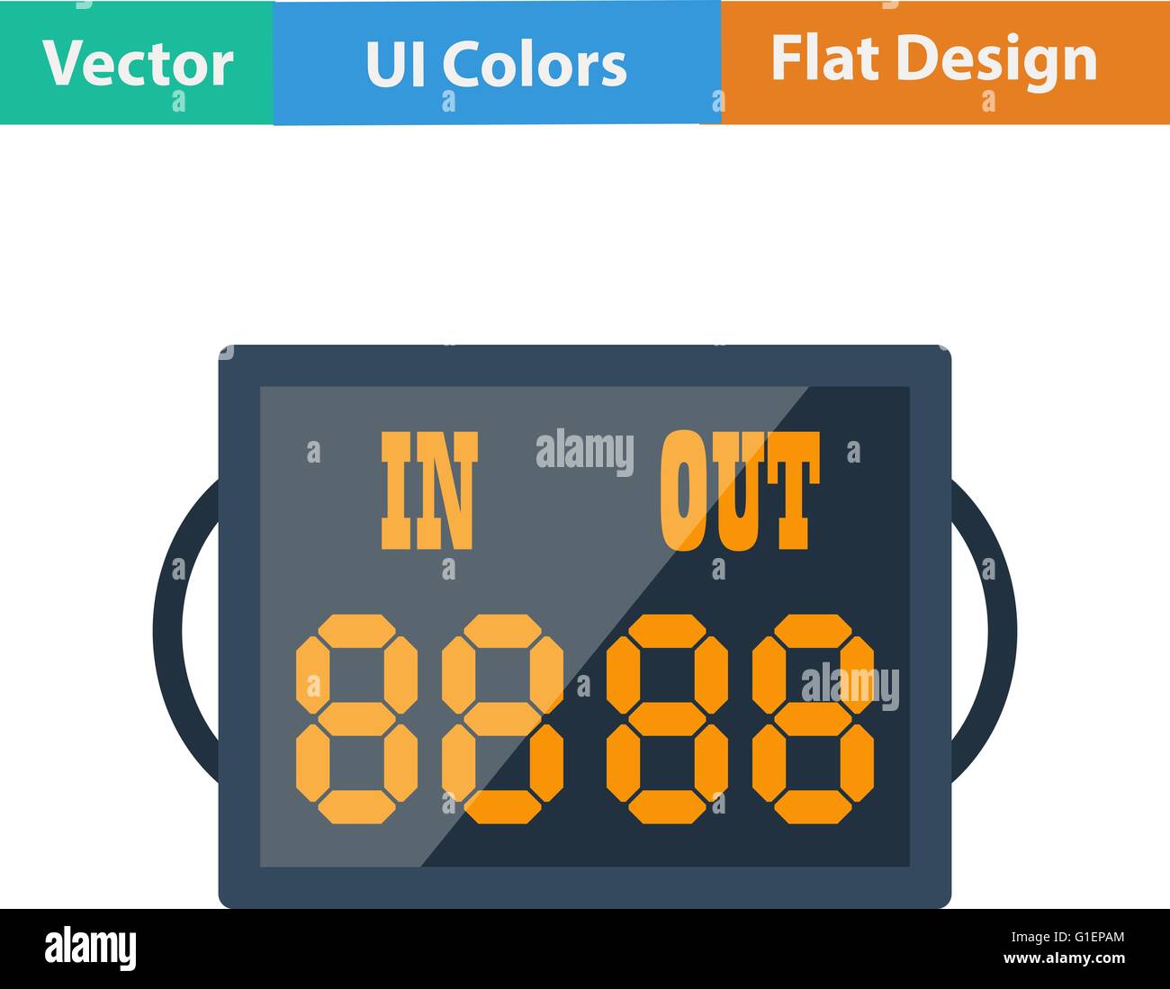 Flat design icon of football referee scoreboard in ui colors. Vector ...