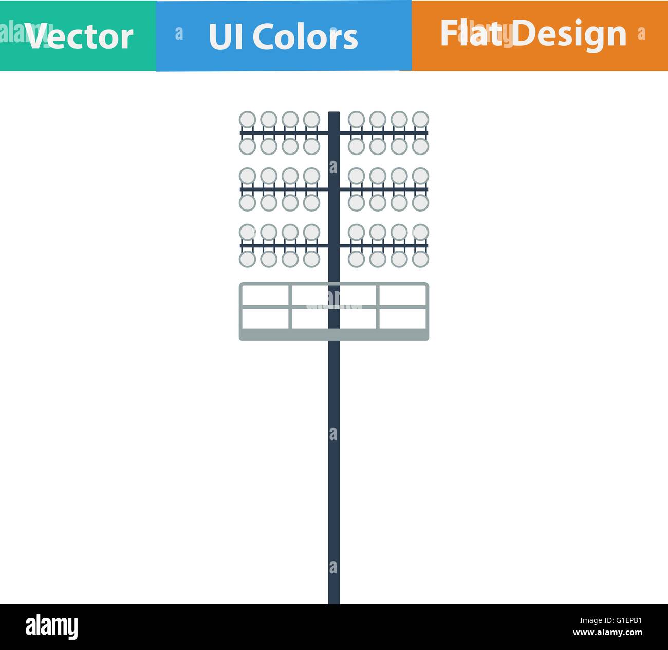 Flat design icon of football light mast in ui colors. Vector ...