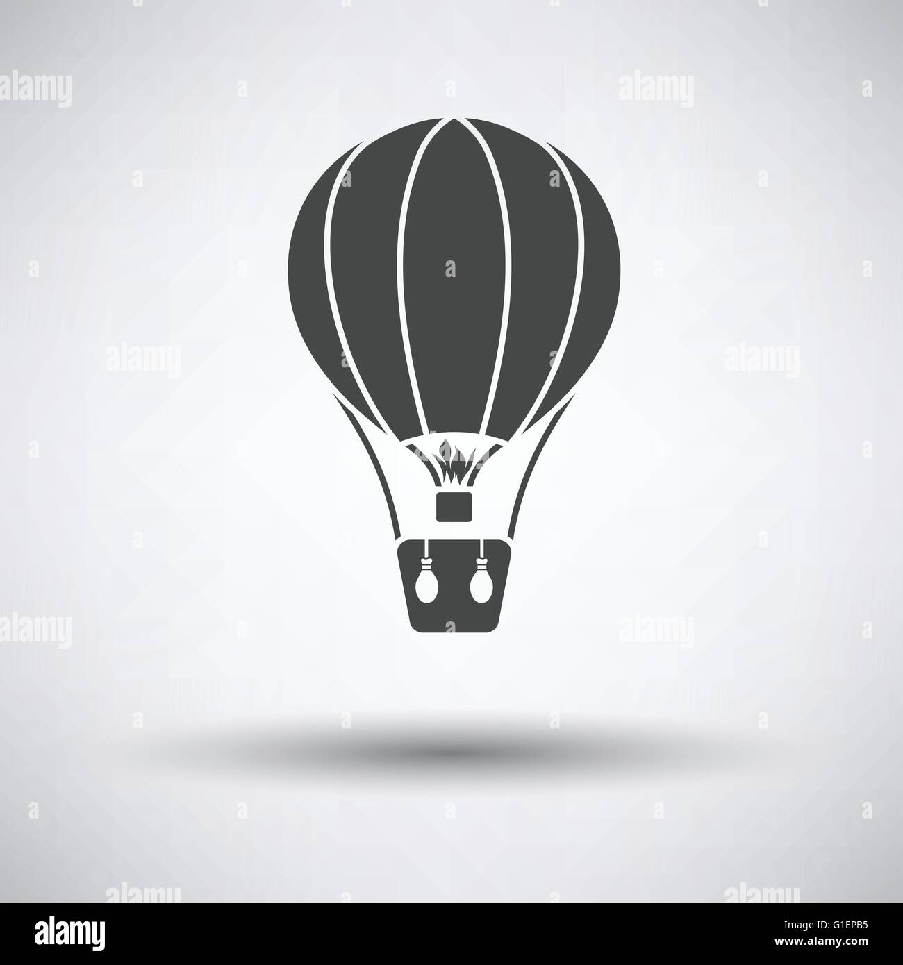 Hot air balloon icon on gray background with round shadow. Vector ...