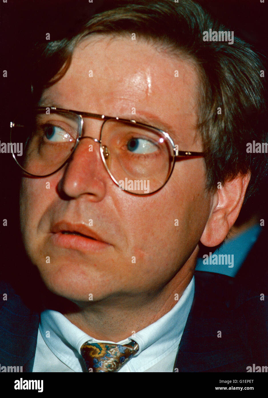 Der deutsche CSU Politiker Thomas Goppel beim Deutschen Videokongress 1989, 1980er Jahre. German politician Thomas Goppel (CSU); Germany 1980s. Stock Photo