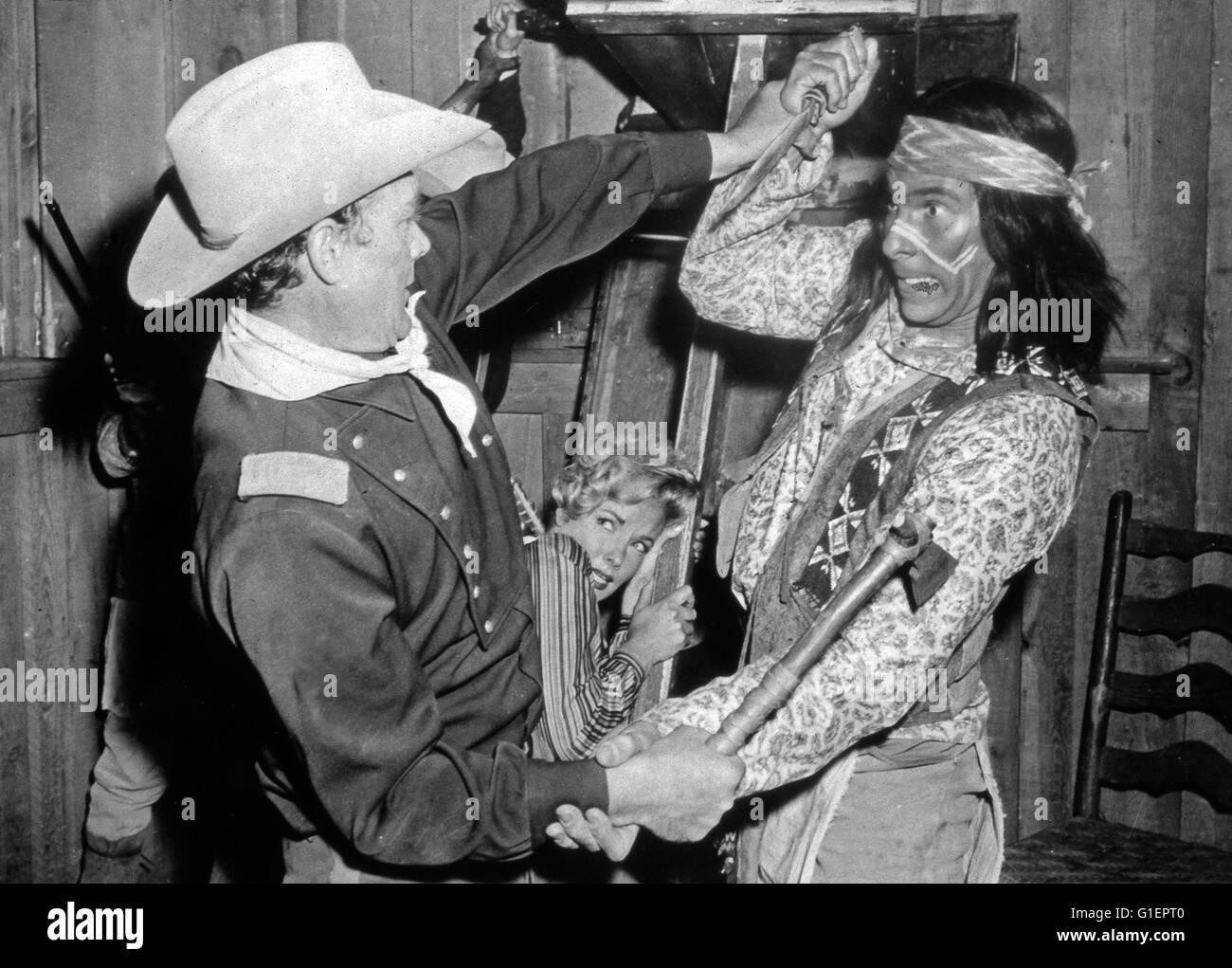 Fort Bowie, aka: Männer gegen Tod und Teufel, USA 1958, Regie: Howard W.  Koch, Darsteller: Ben Johnson (links), Jane Harrison, Larry Chance Stock  Photo - Alamy