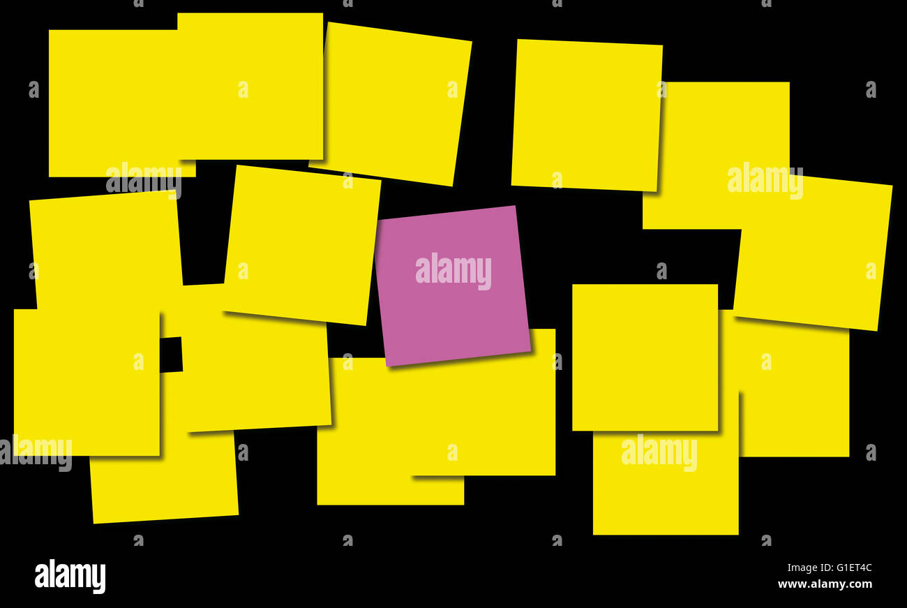 Computer illustration of virtual sticky notes, yellow and pink Stock Photo