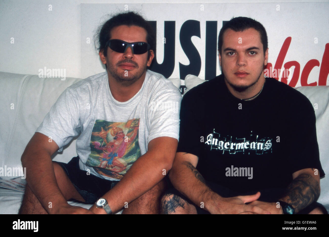 Die brasilianische Metalband 'Sepultura', 1990er Jahre. Brasilian metal Band 'Sepultura', 1990s. Stock Photo