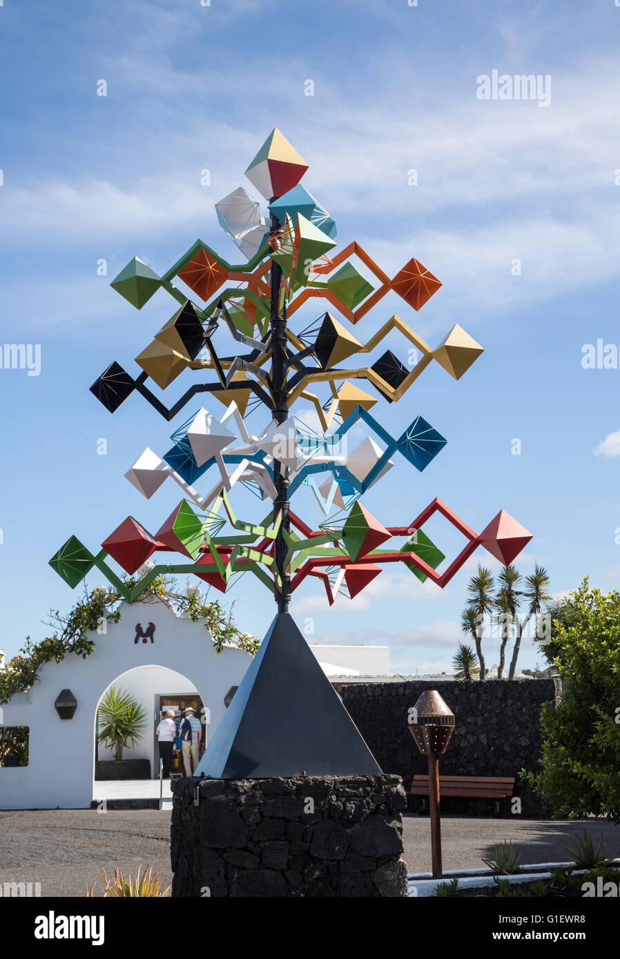 'Energia de la Piramide' wind sculpture, Fundación César Manrique, Taro de Tahíche, Lanzarote, Canary islands, Spain Stock Photo