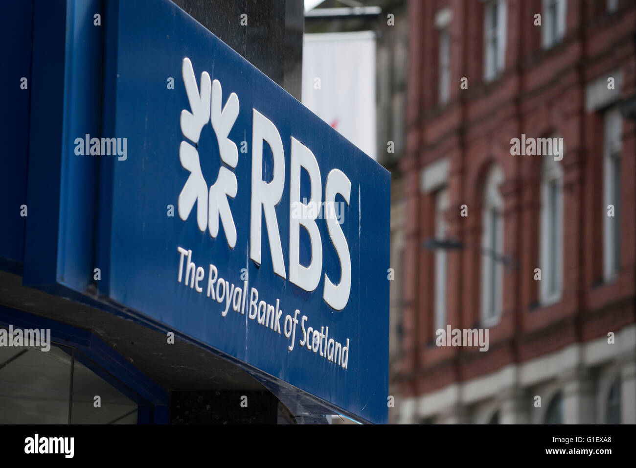 Royal Bank of Scotland (RBS) sign logo bank. Stock Photo