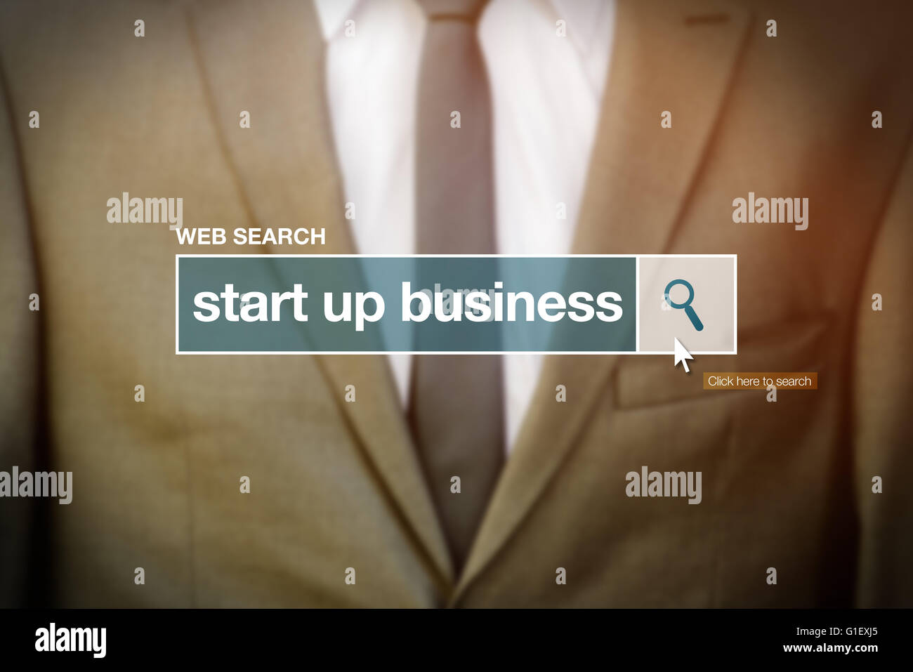 Start up business web search bar glossary term on internet Stock Photo