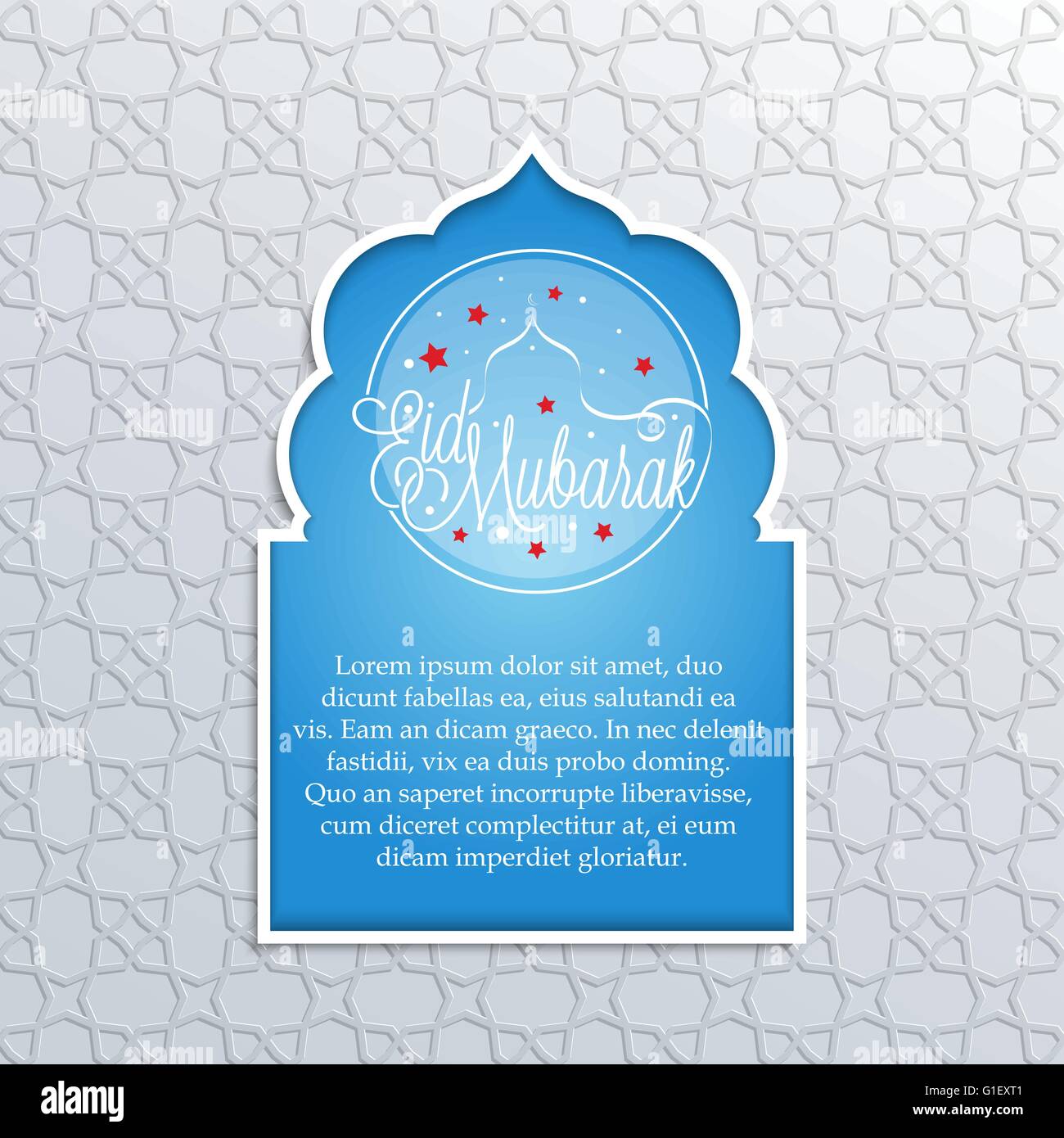 Vector Illustration of Eid Mubarak greeting card design on 
