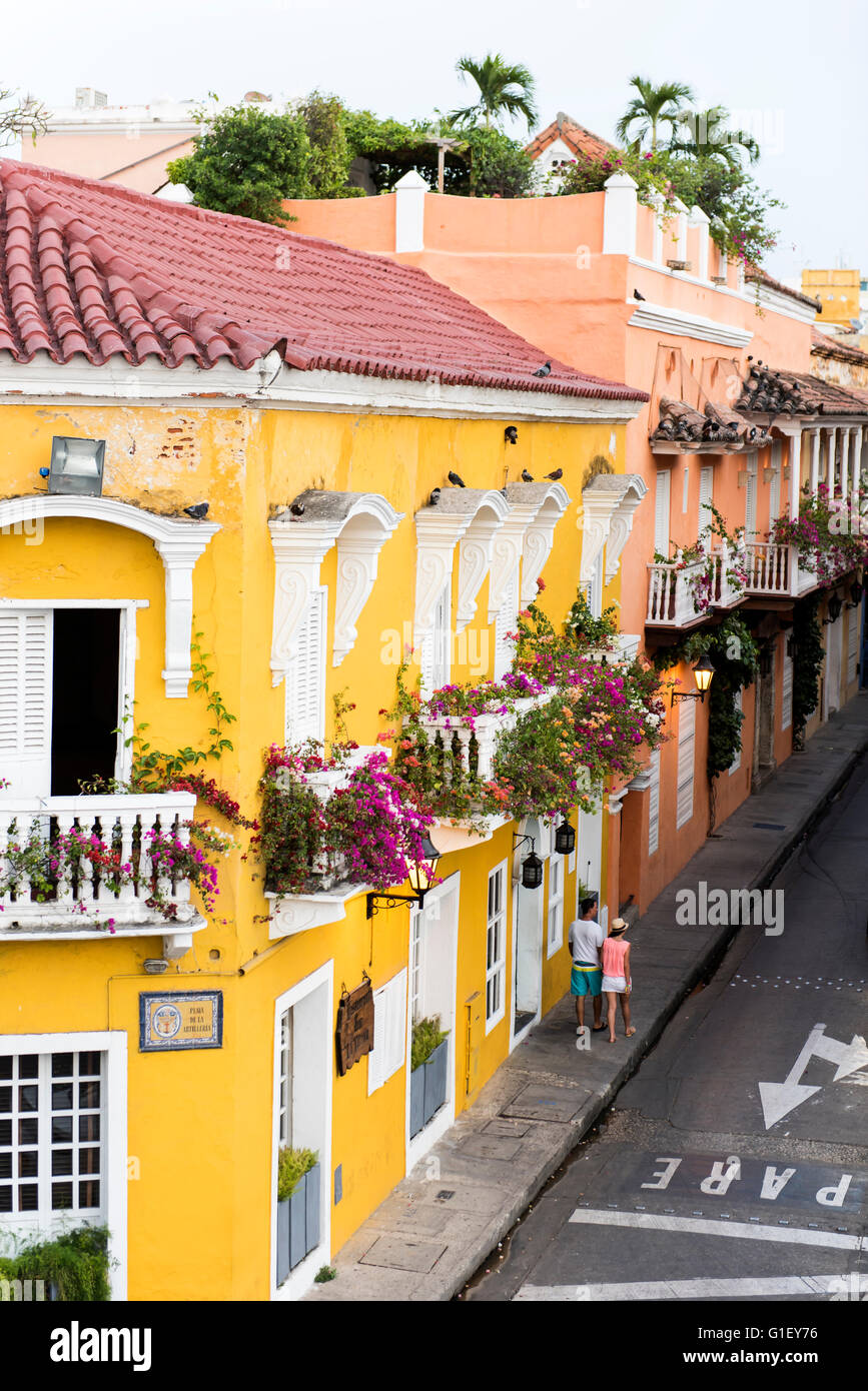 Street Old town Cartagena de Indias Colombia South America Stock Photo