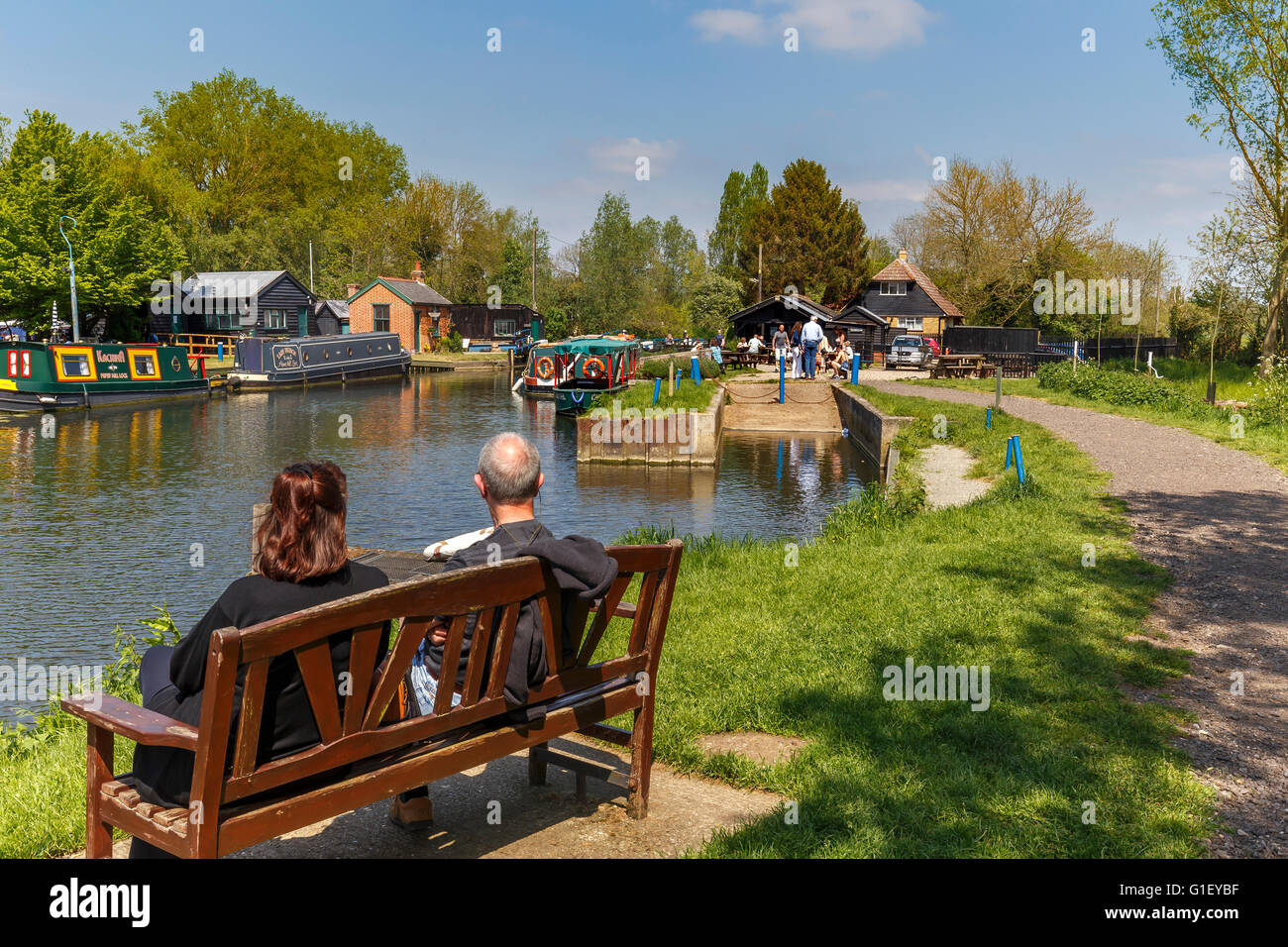 Papermill lock is a popular and beautiful tourist location, in mid Essex, and ideal for a day in the countryside. Stock Photo