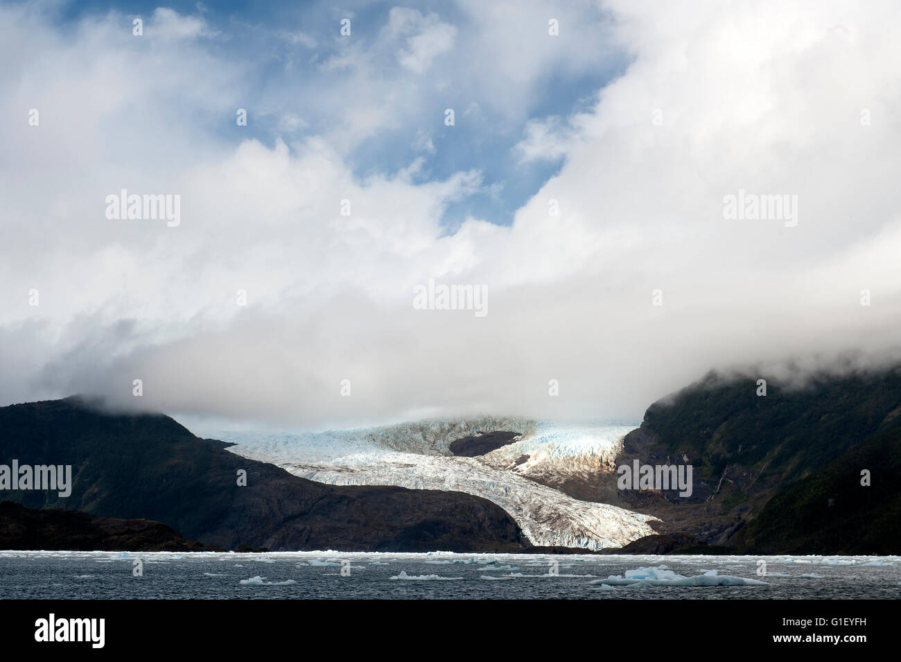 Glacier at Calvo fjord Patagonia Chile Stock Photo