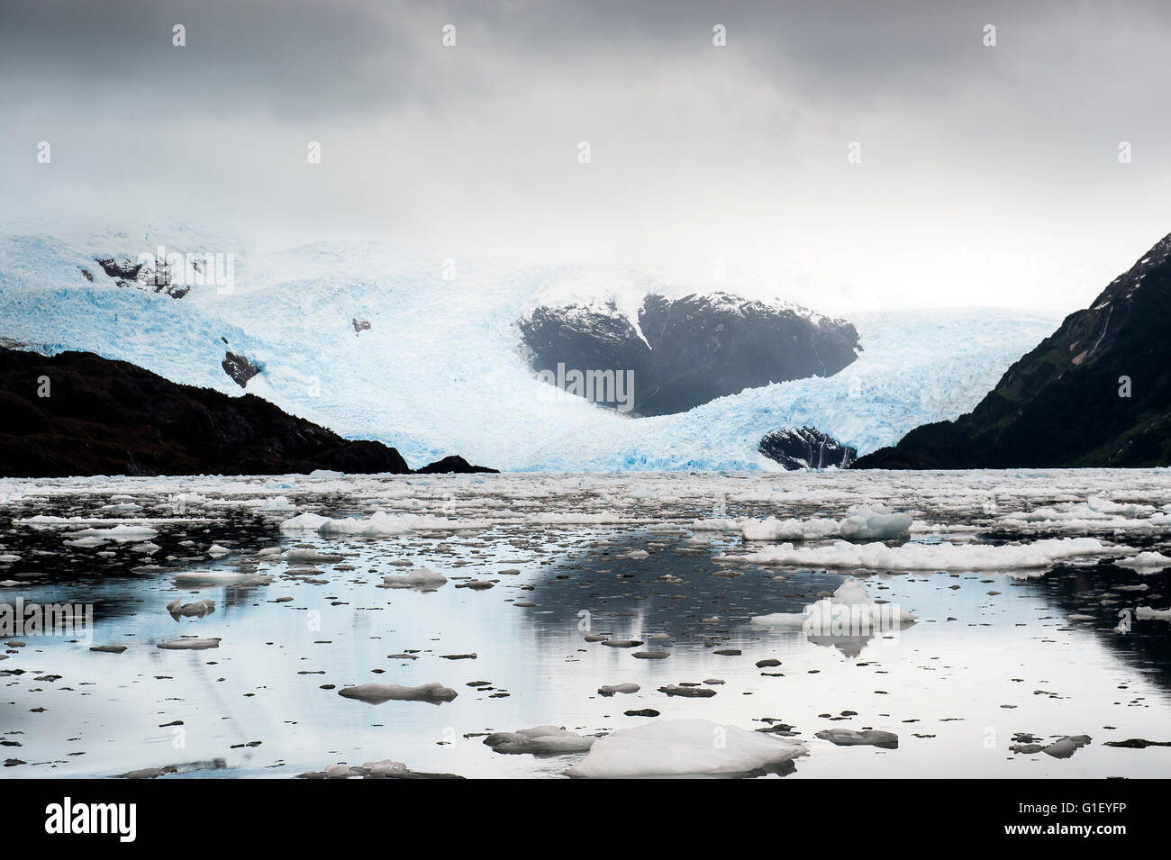 Glacier at Calvo fjord Patagonia Chile Stock Photo