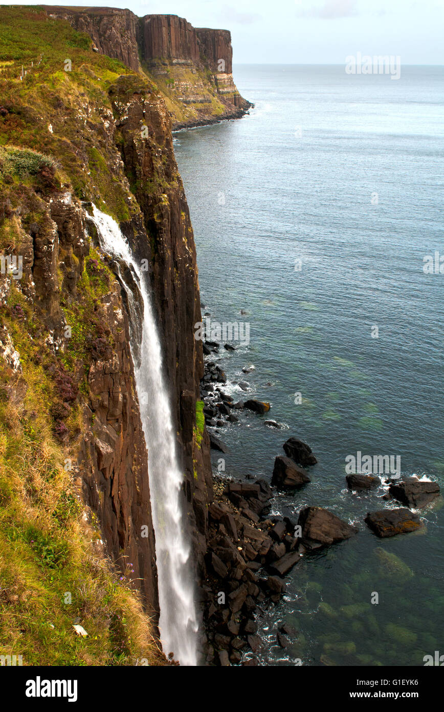 Kilt Rock and Mealt waterfall in Trotternish area of Isle of Skye, Scotland Uk Stock Photo