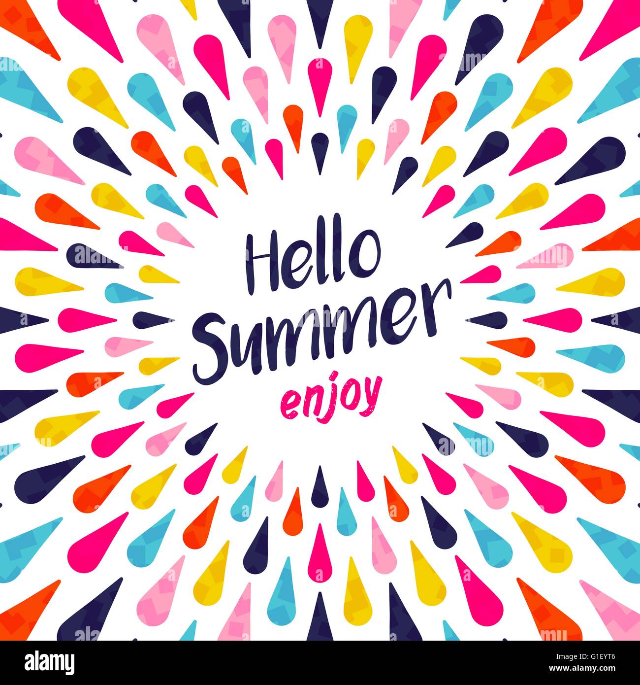 Hello summer lettering background illustration design, enjoy vacation concept with colorful decoration. Summertime party Stock Vector