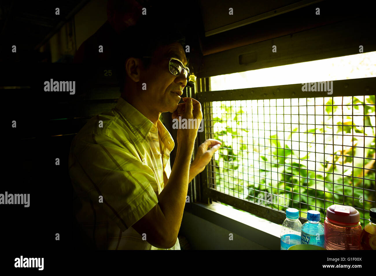 Reunification Express, Train journeys in Vietnam. Vietnam ways of life. Stock Photo