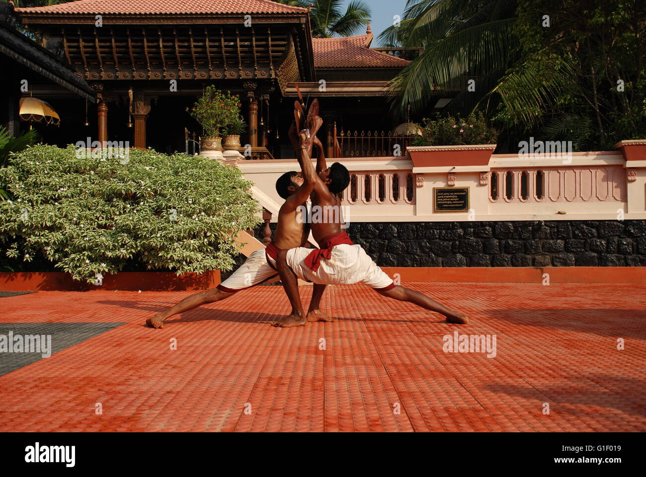 Kalaripaittu - the ancient martial art of Kerala, India thought to be the forerunner of martial arts of the Far East. Stock Photo