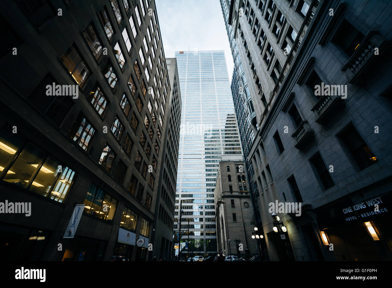 Modern skyscrapers in the Financial District of downtown Toronto, Ontario. Stock Photo