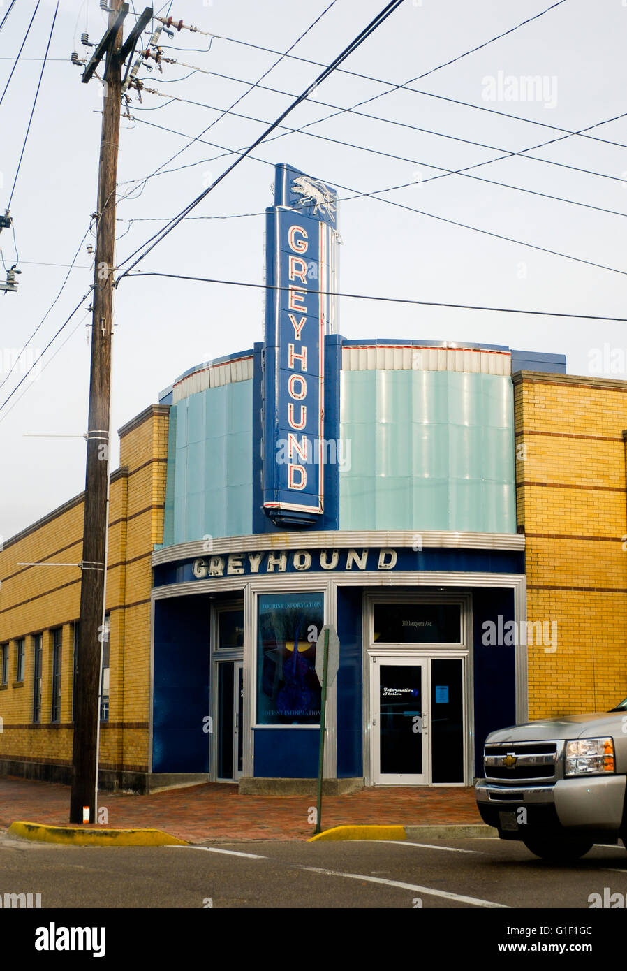 The Art Deco Greyhound bus terminal in Clarksdale Mississippi, USA