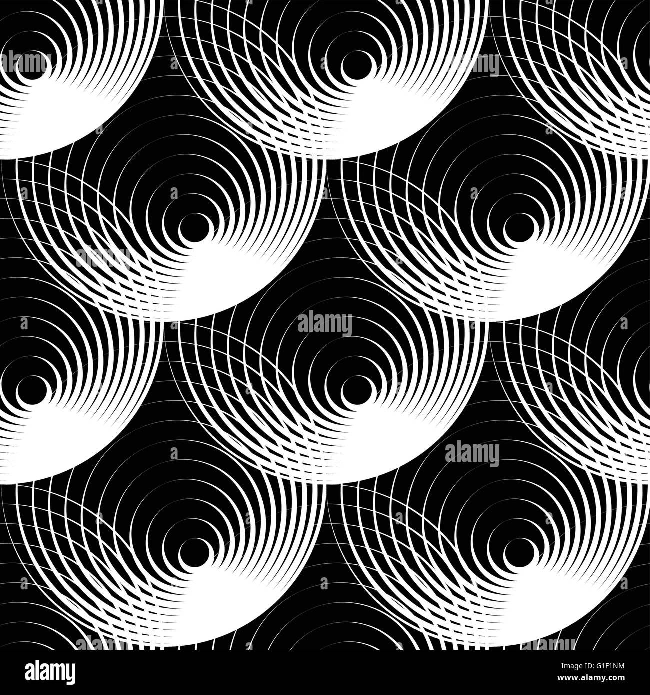 Circles rings seamless pattern Black and White Stock Photos & Images ...