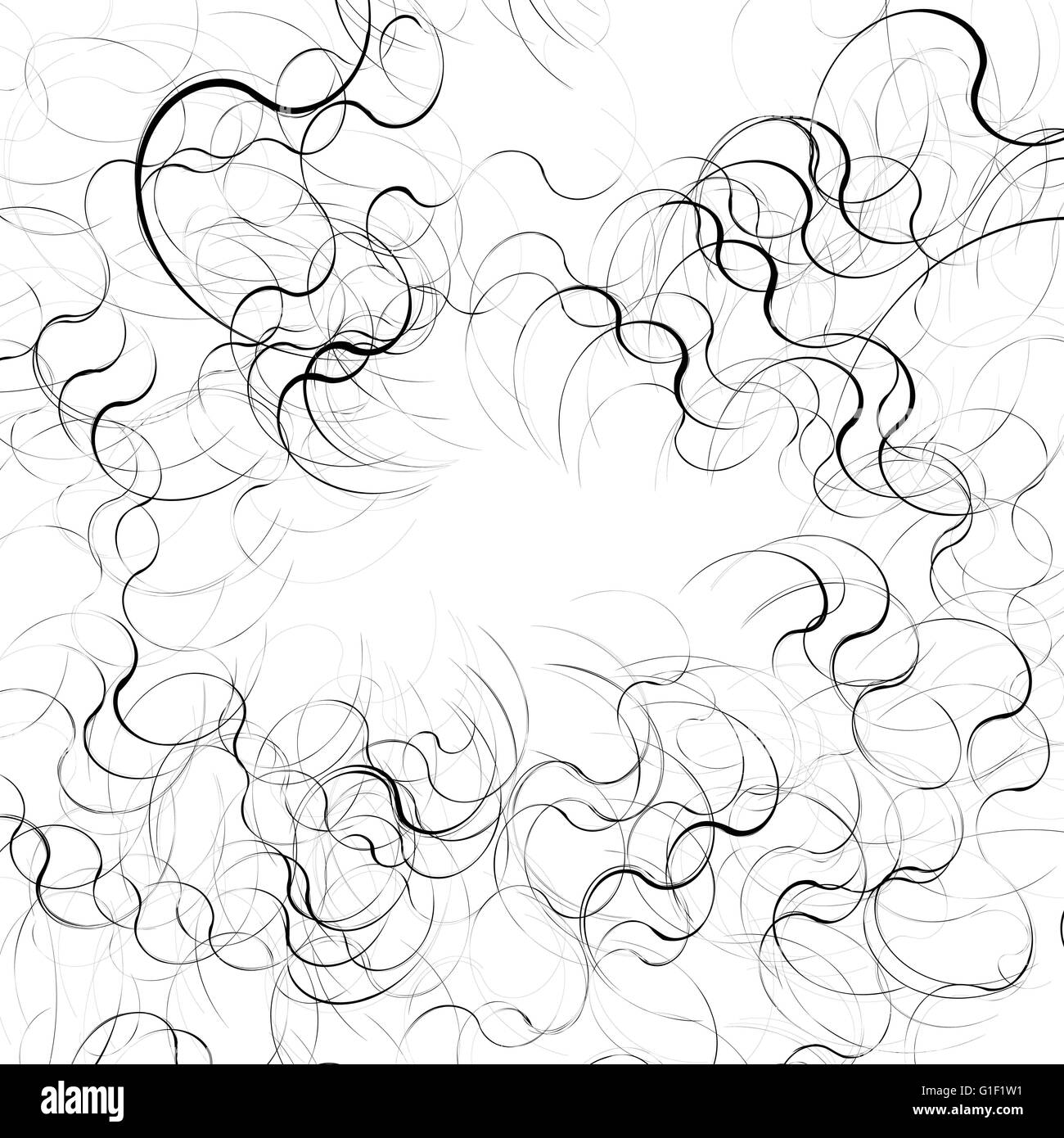 Curly, curved random lines. Abstract monochrome texture, pattern Stock ...