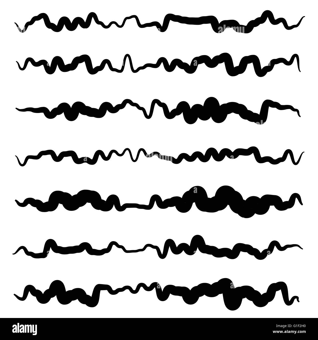 Irregular Lines Example Abstract irregular line set. Different wavy, zigzag dividers, lines ...