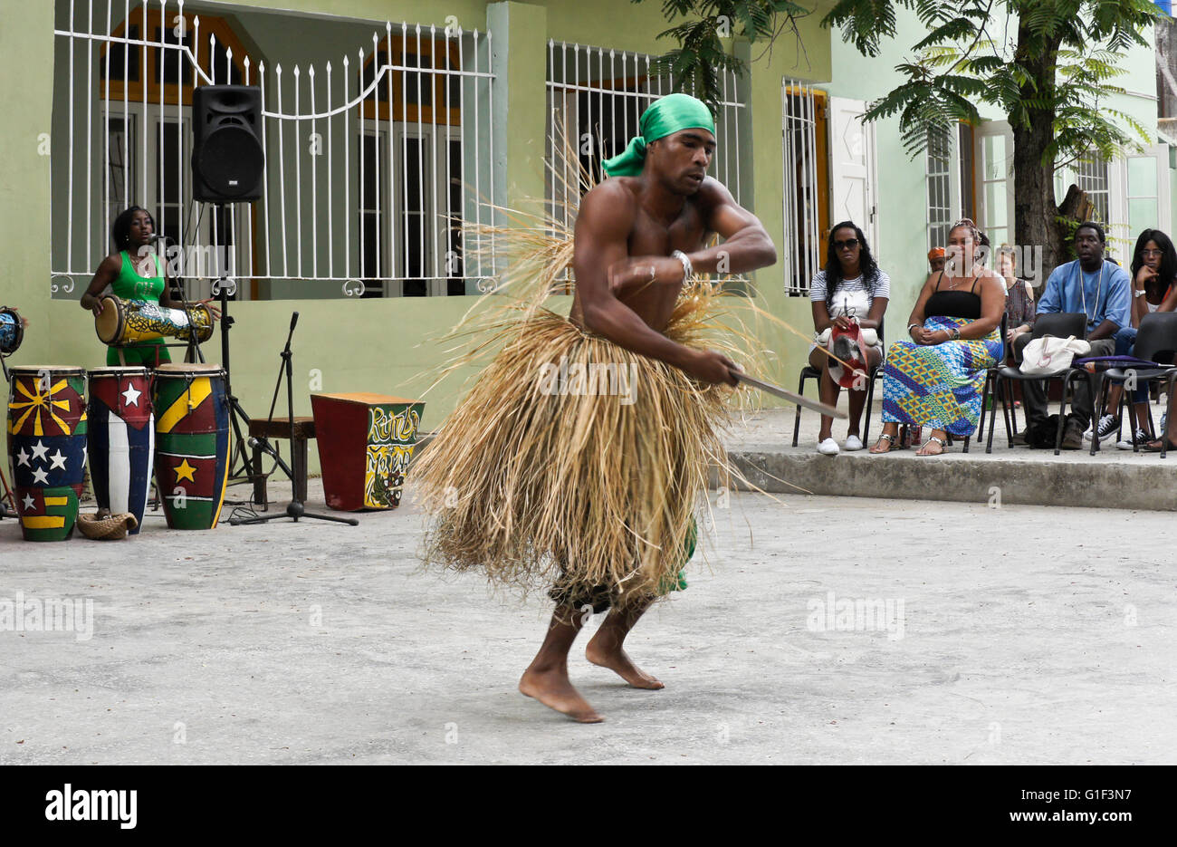 Rumba Morena group performing at El Gran Palenque, Vedado, Havana, Cuba Stock Photo