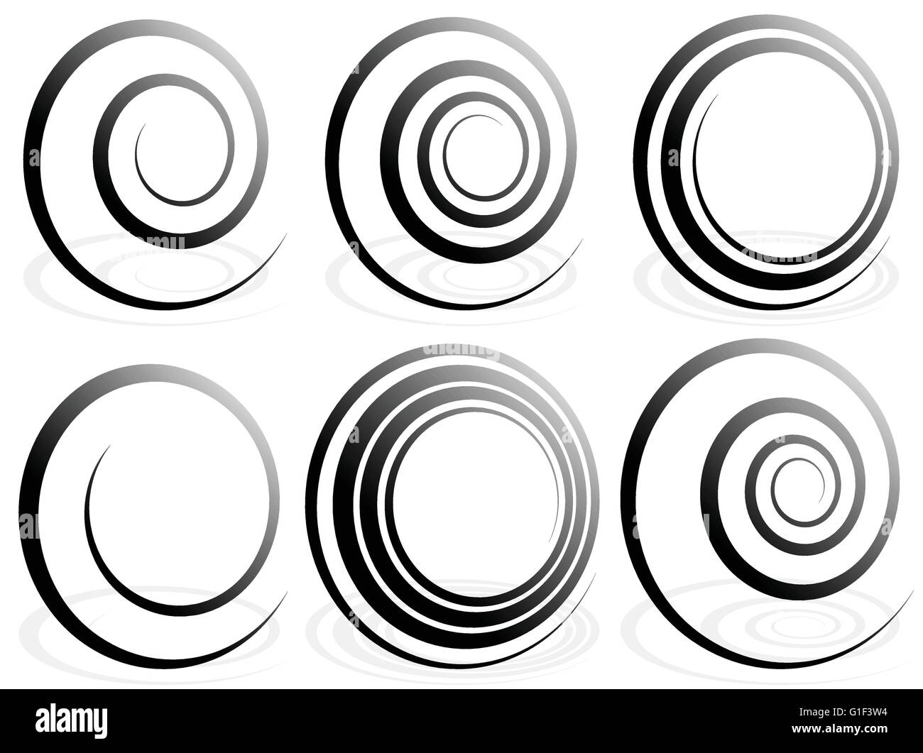 Spiral shapes. Set of volute, snail decorative elements Stock Vector ...