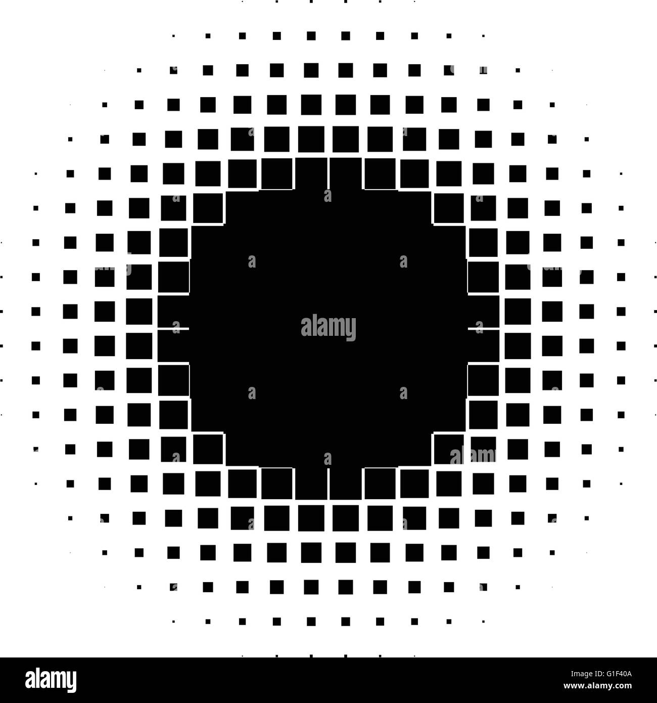 Halftone graphics with squares, monochromatic abstract element Stock ...