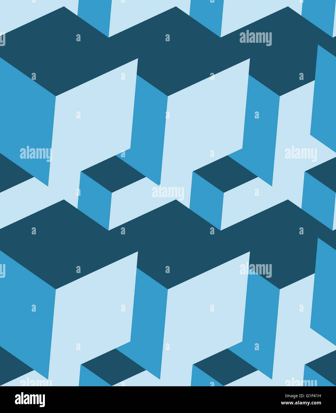 Cubes 3d seamless pattern. Monochrome blue background Stock Vector ...