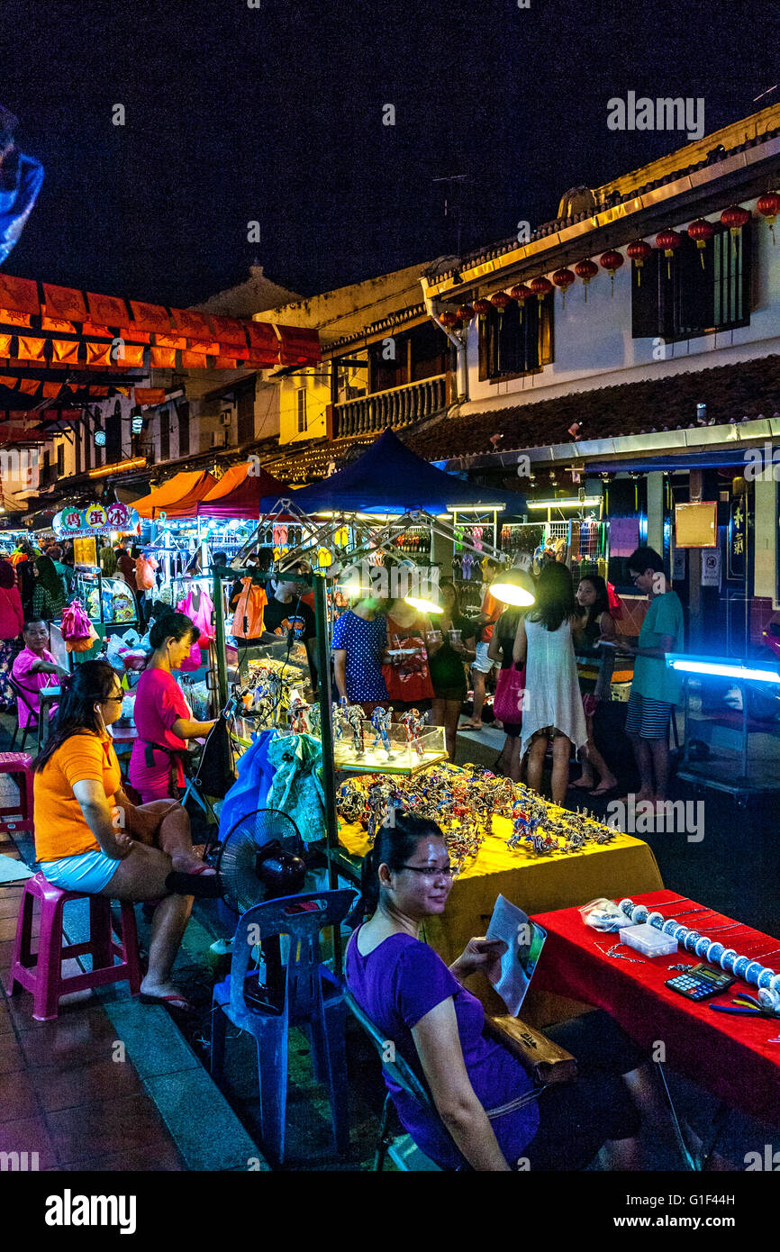 Malaysia Malacca Jonker Street At Night Stock Photo Alamy